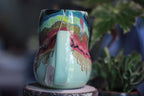 04-B Aqua Grotto Notched Gourd Mug, 18 oz.