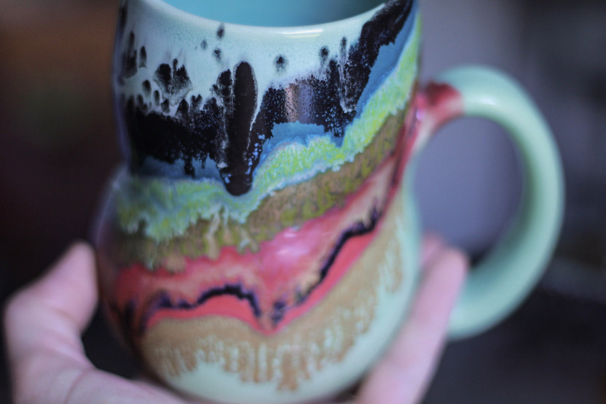 04-B Aqua Grotto Notched Gourd Mug, 18 oz.