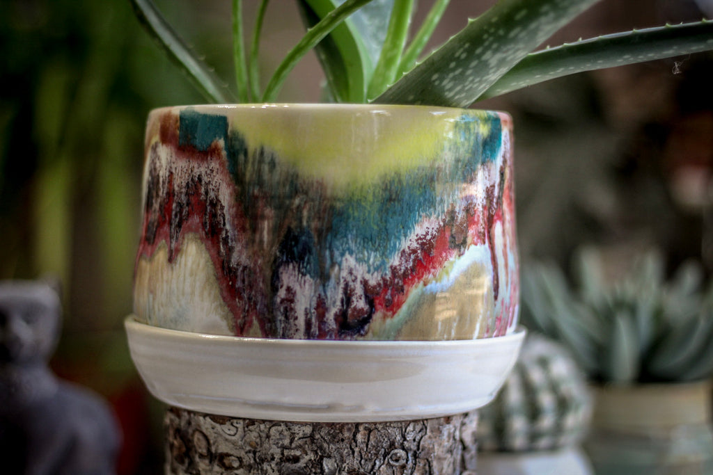 05-B Snowy Grotto Planter with Plate