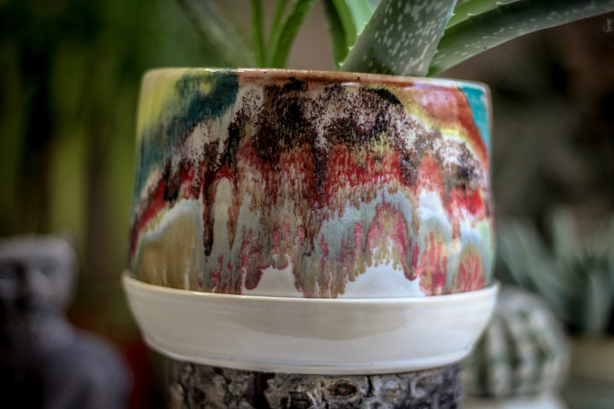 05-B Snowy Grotto Planter with Plate