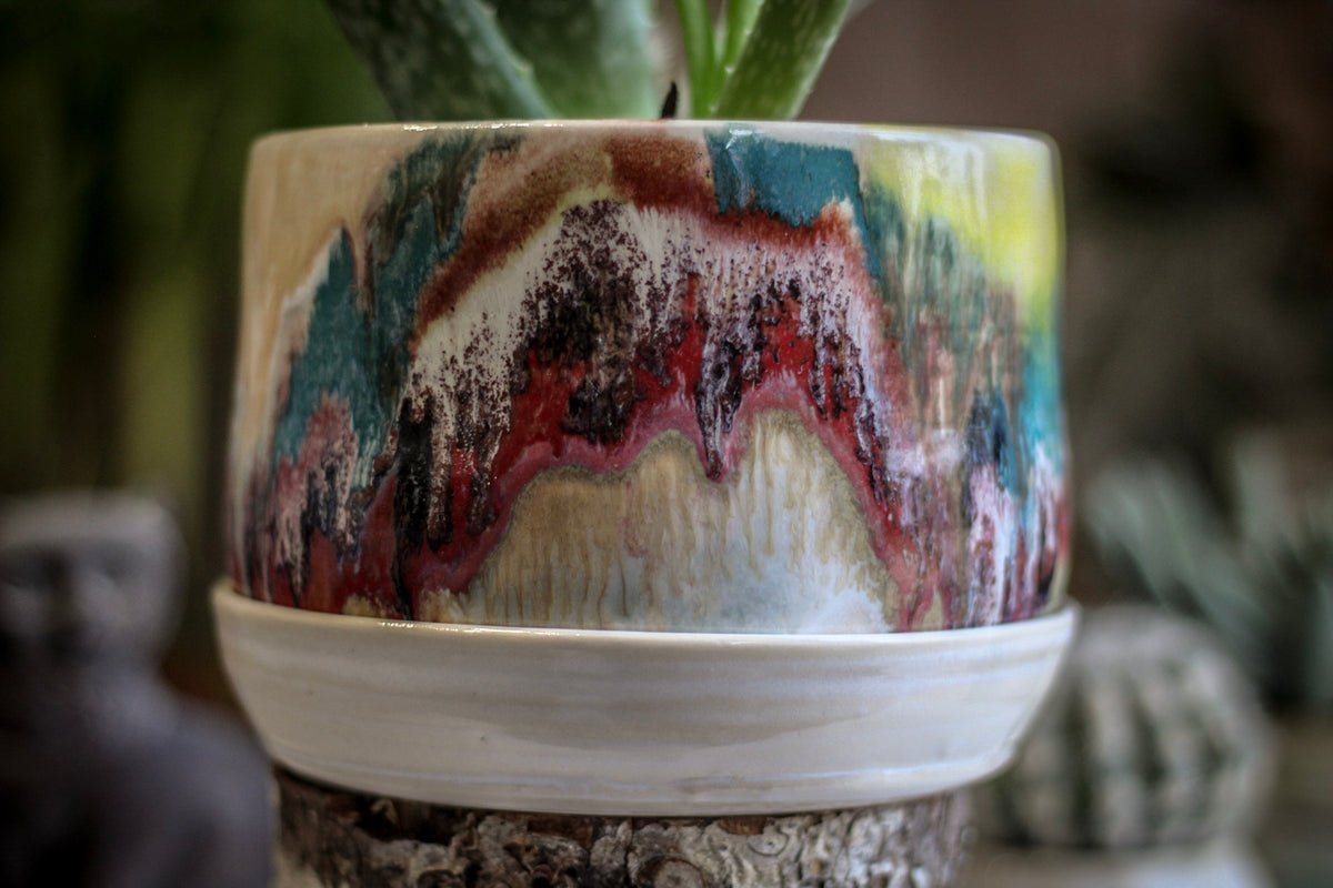 05-B Snowy Grotto Planter with Plate