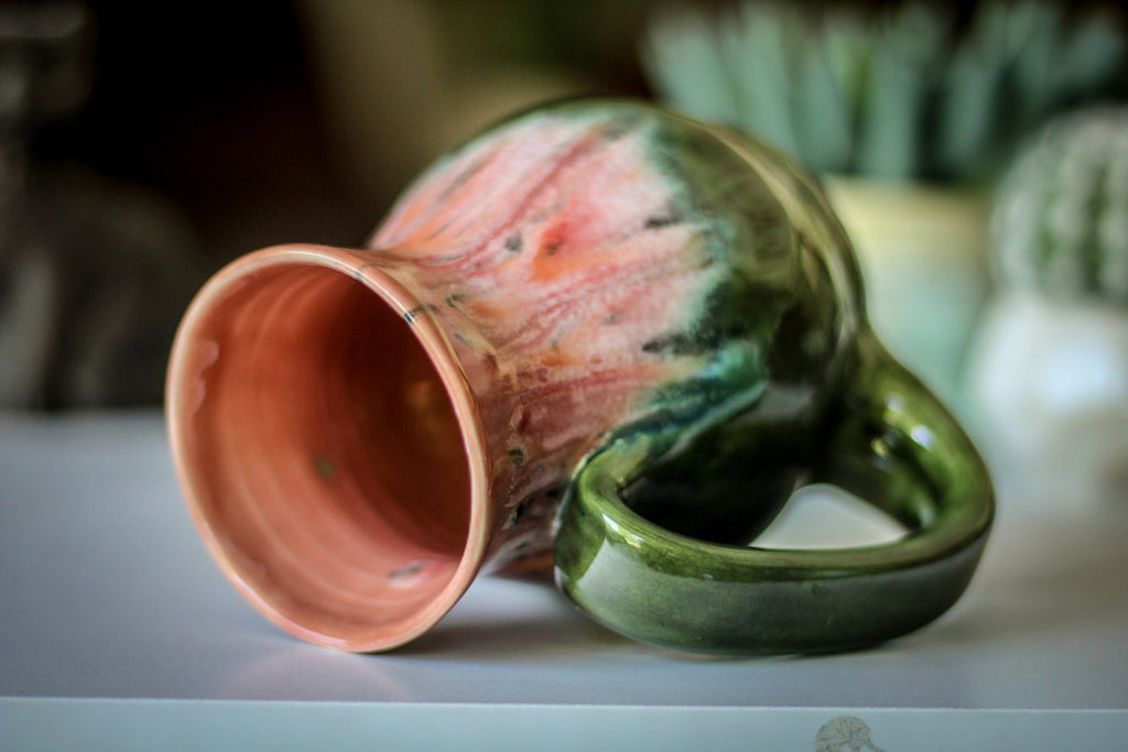 06-D Coral Meadow Barely Flared Acorn Mug, 18 oz.