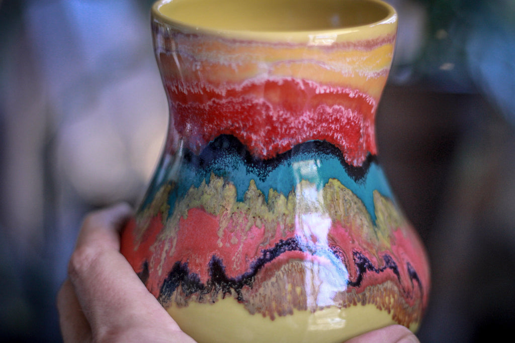 06-B Harvest Gold Rainbow Grotto Barely Flared Mug, 23 oz.