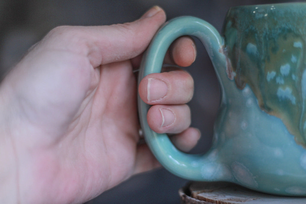 06-E Atlantean Jade Variation Notched Squat Gourd Mug, 16 oz.