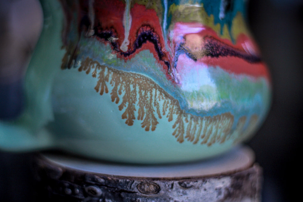 01-A Aqua Rainbow Grotto Squat Gourd Mug, 26 oz.