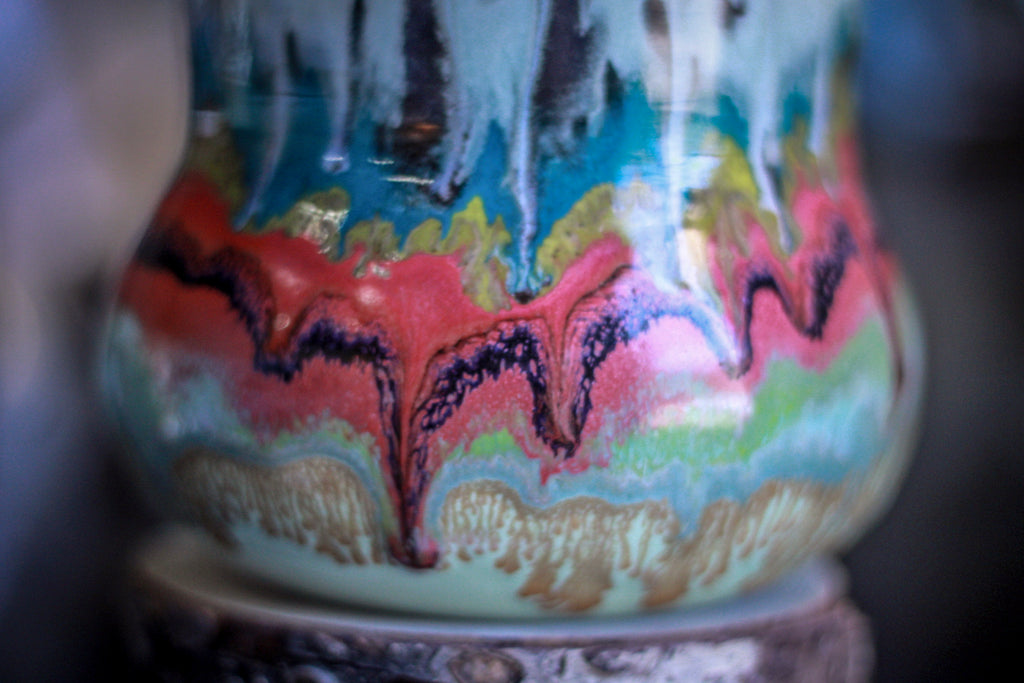 01-A Aqua Rainbow Grotto Squat Gourd Mug, 26 oz.