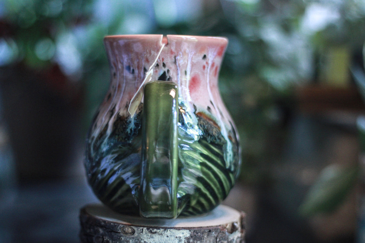 08-D Watermelon Notched Flared Textured Mug, 21 oz.