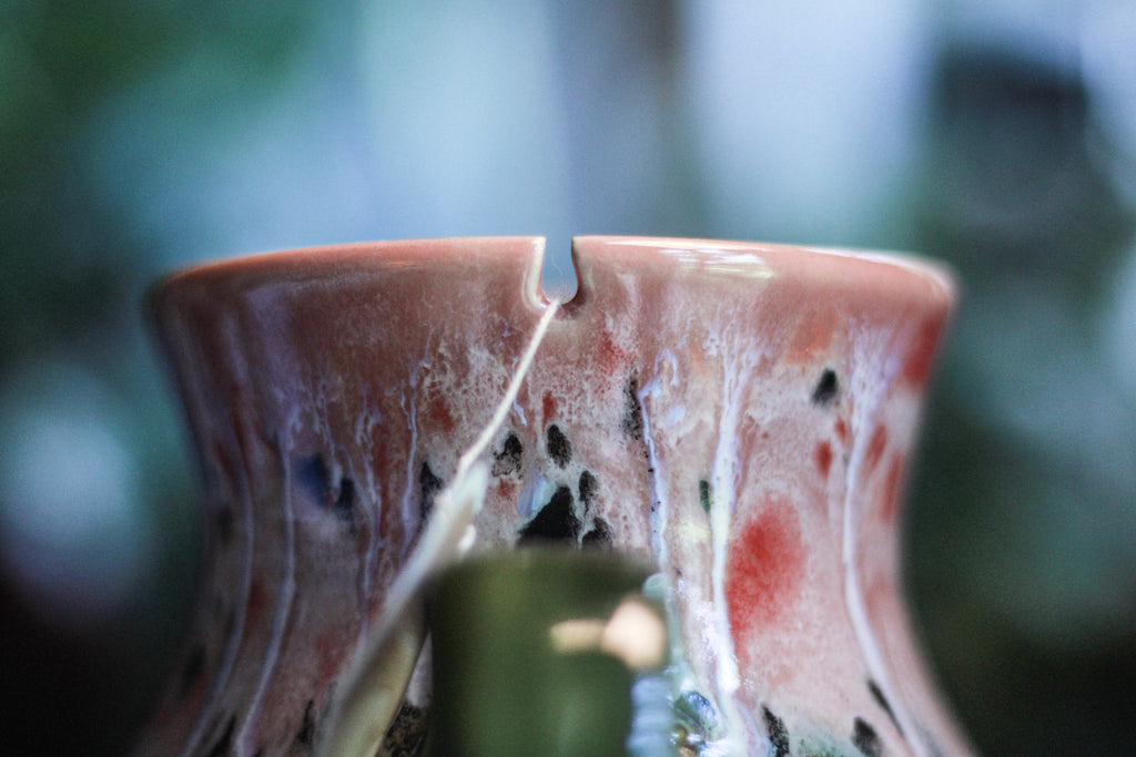 08-D Watermelon Notched Flared Textured Mug, 21 oz.