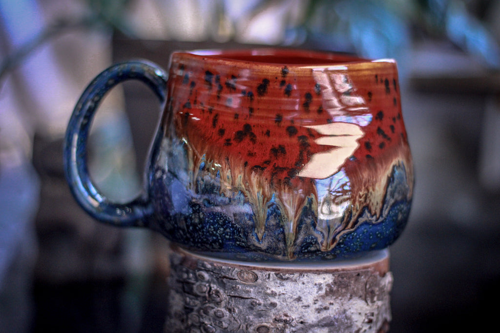 09-C Molten Melon Variation Wonky Mug, 29 oz.