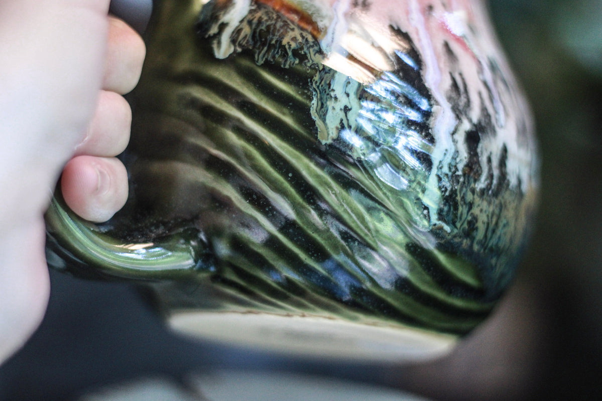08-D Watermelon Notched Flared Textured Mug, 21 oz.