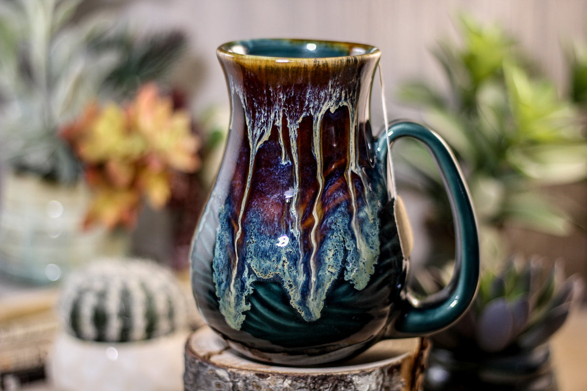 03-D New Wave Barely Flared Notched Textured Mug, 19 oz.