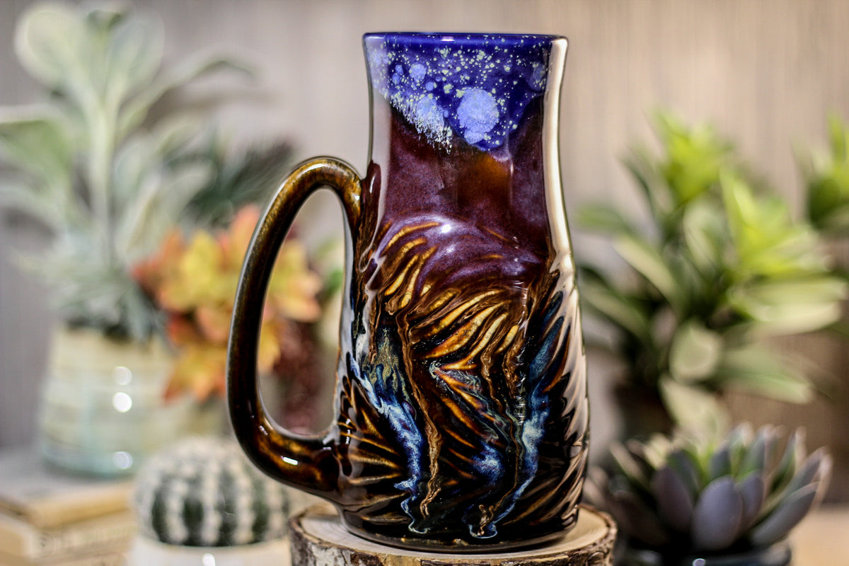 11-A Starry Night Barely Flared Textured Mug, 22 oz.