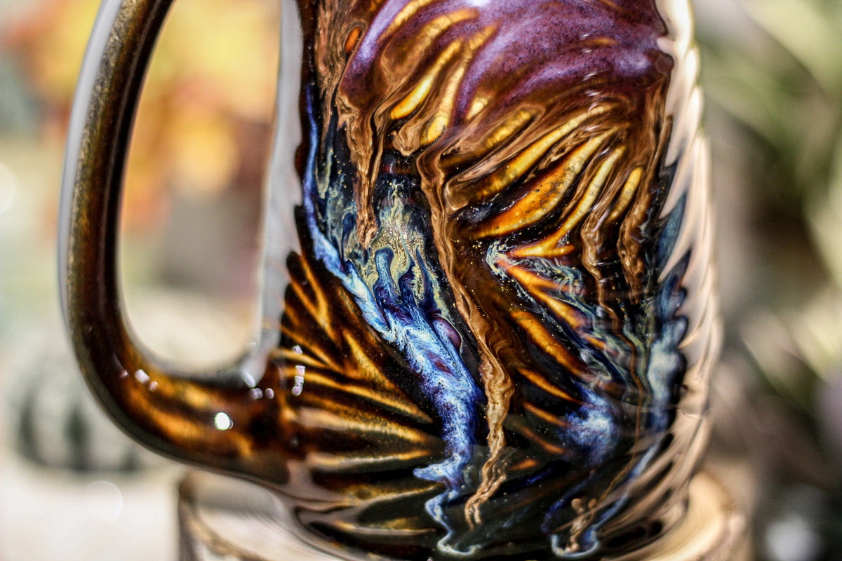 11-A Starry Night Barely Flared Textured Mug, 22 oz.
