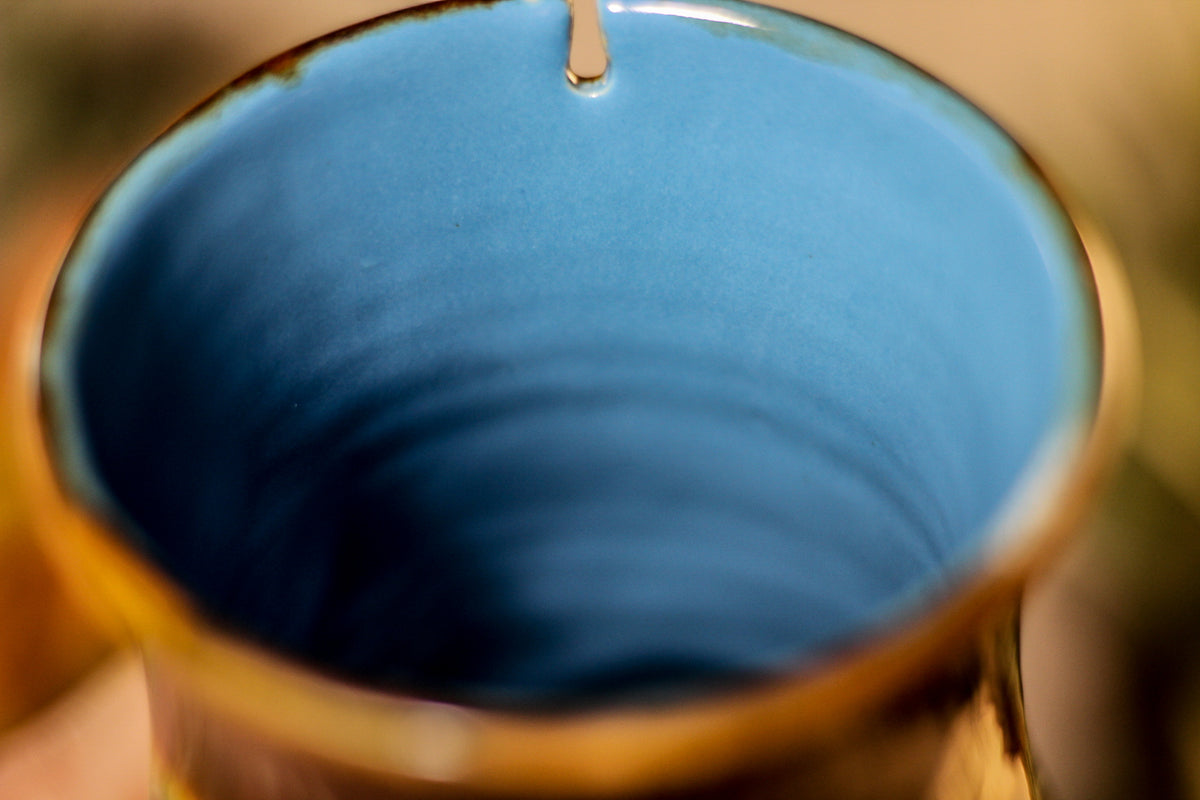 13-A New Earth Barely Flared Notched Textured Mug, 23 oz.