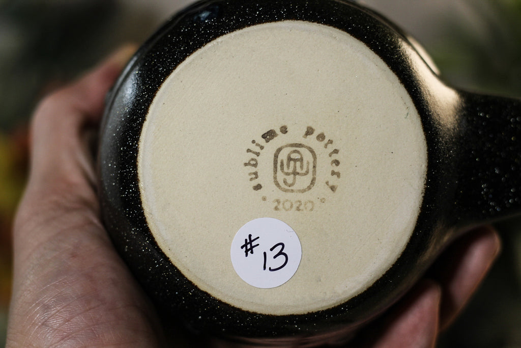 13-A New Earth Barely Flared Notched Textured Mug, 23 oz.