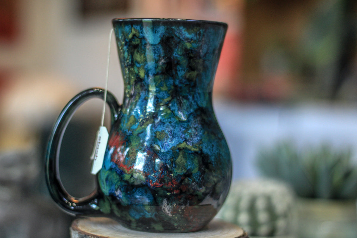 22-B Chrysocholla Notched Flared Mug, 16 oz.