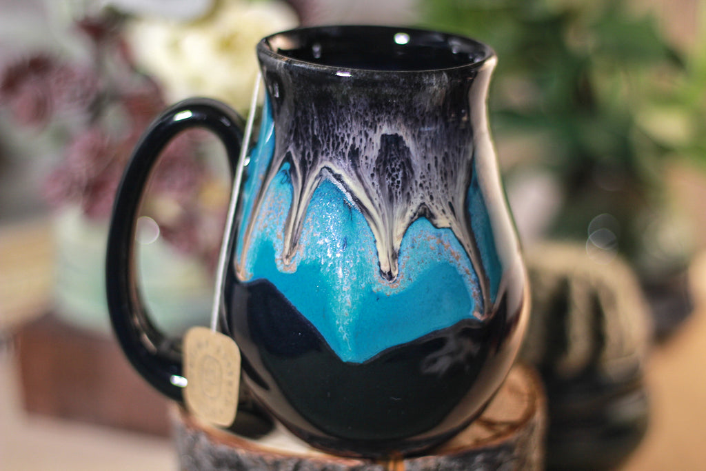 44-E Teal Cavern Barely Flared Notched Mug, 16 oz