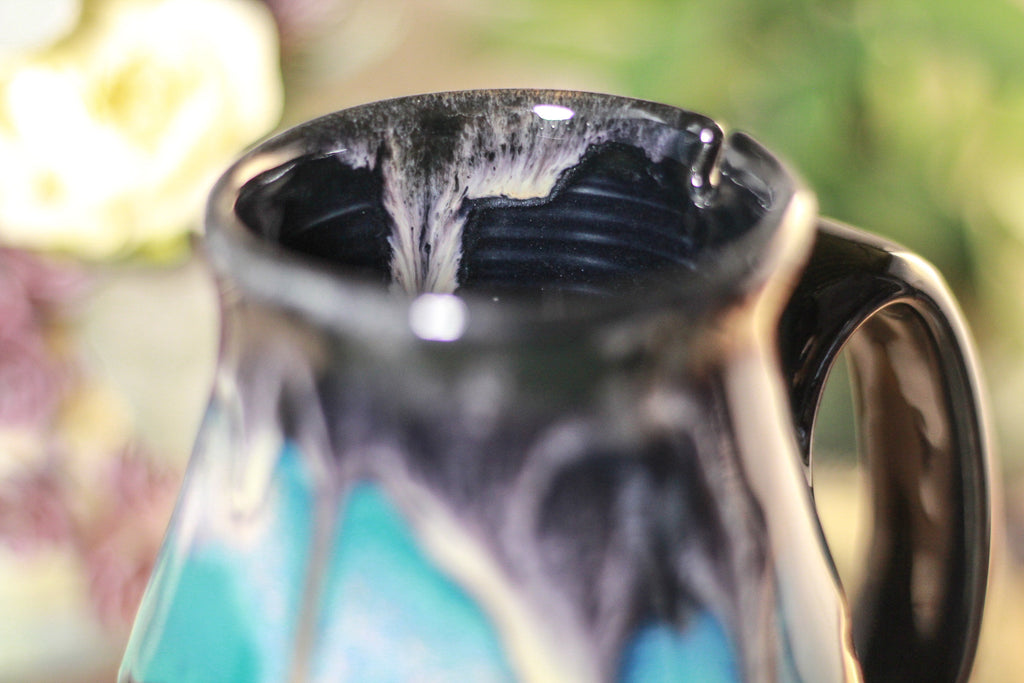 44-E Teal Cavern Barely Flared Notched Mug, 16 oz