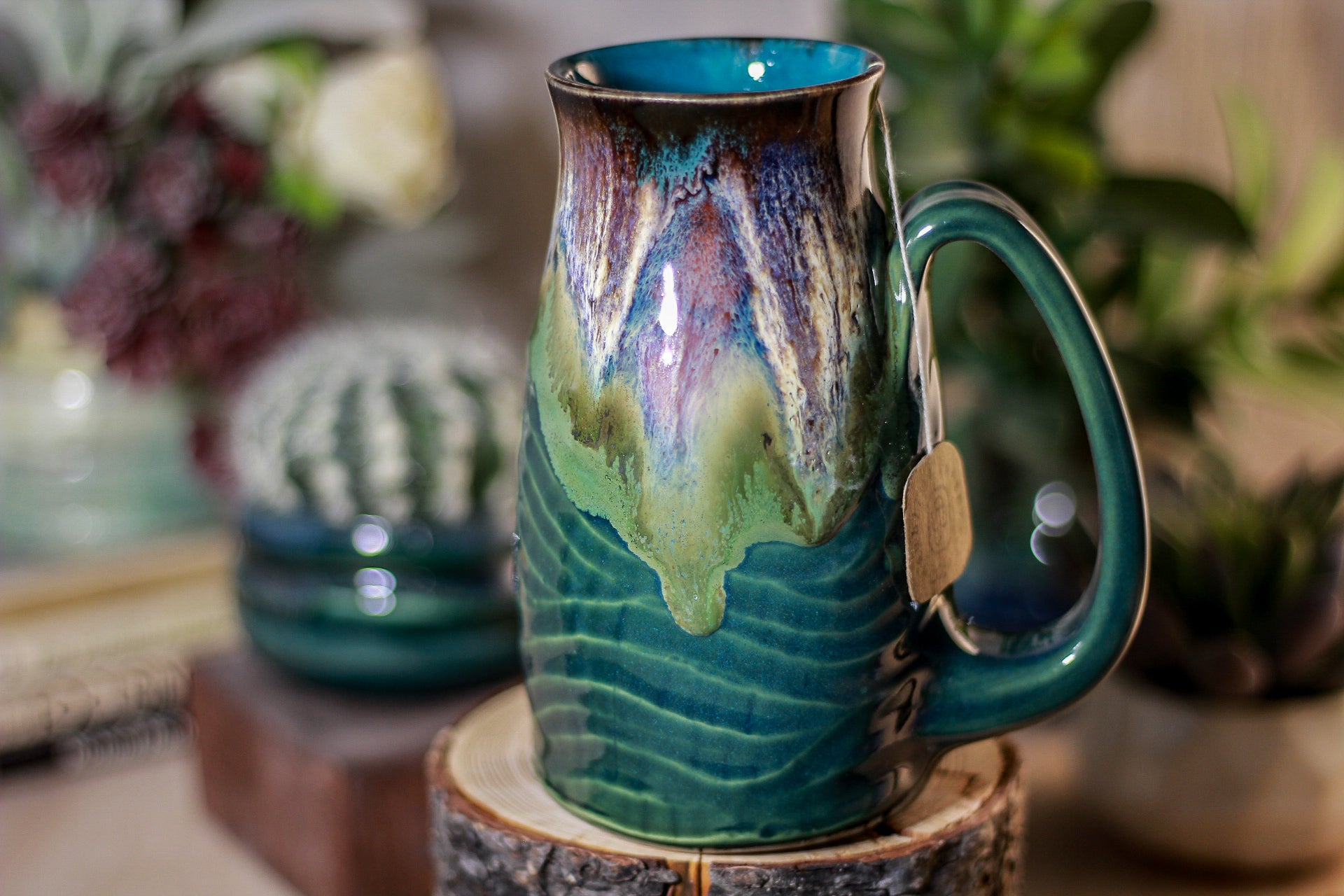 02-C Electric Falls Barely Flared Notched Stein Mug, 16 oz.
