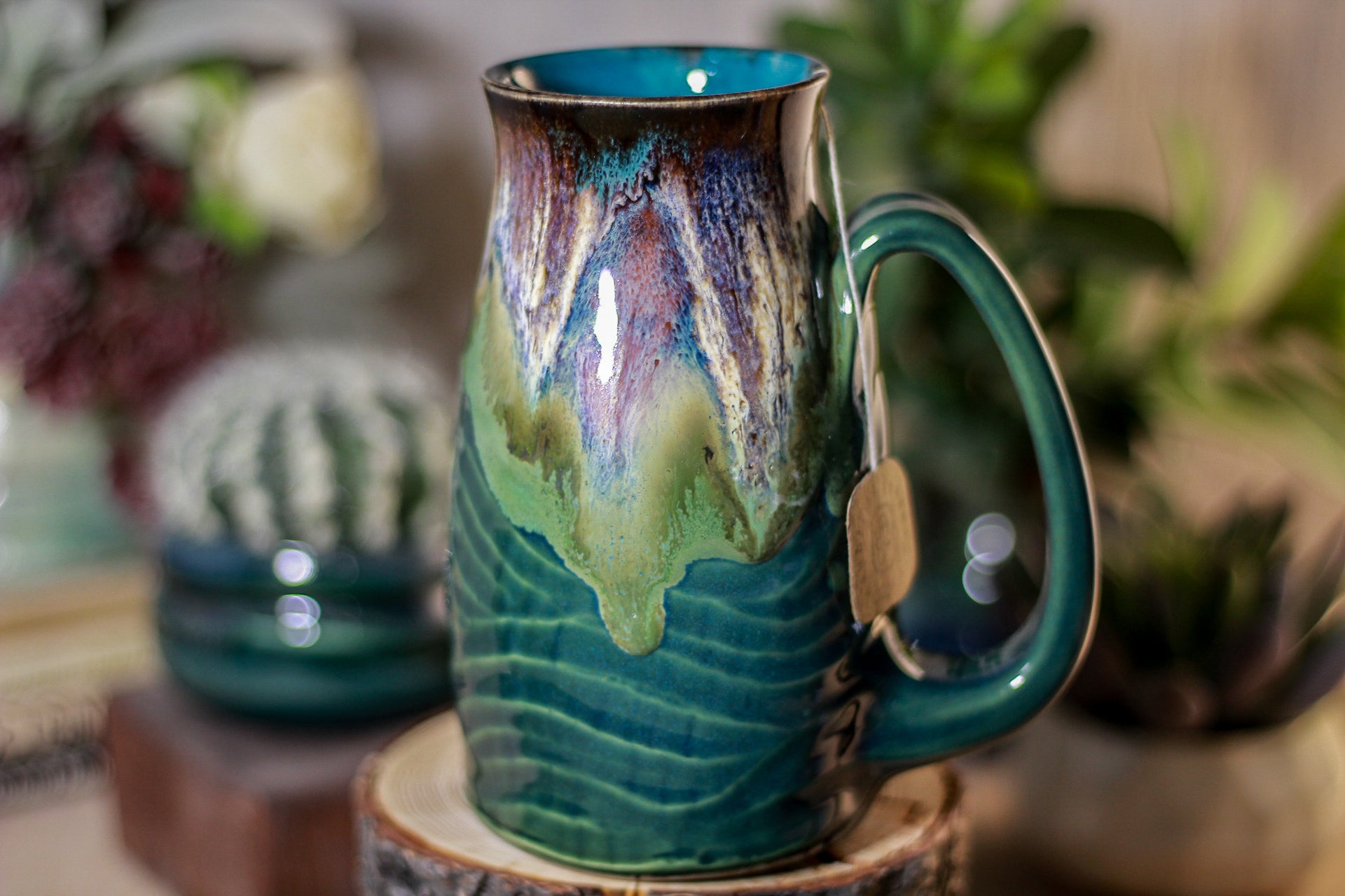 02-C Electric Falls Barely Flared Notched Stein Mug, 16 oz.