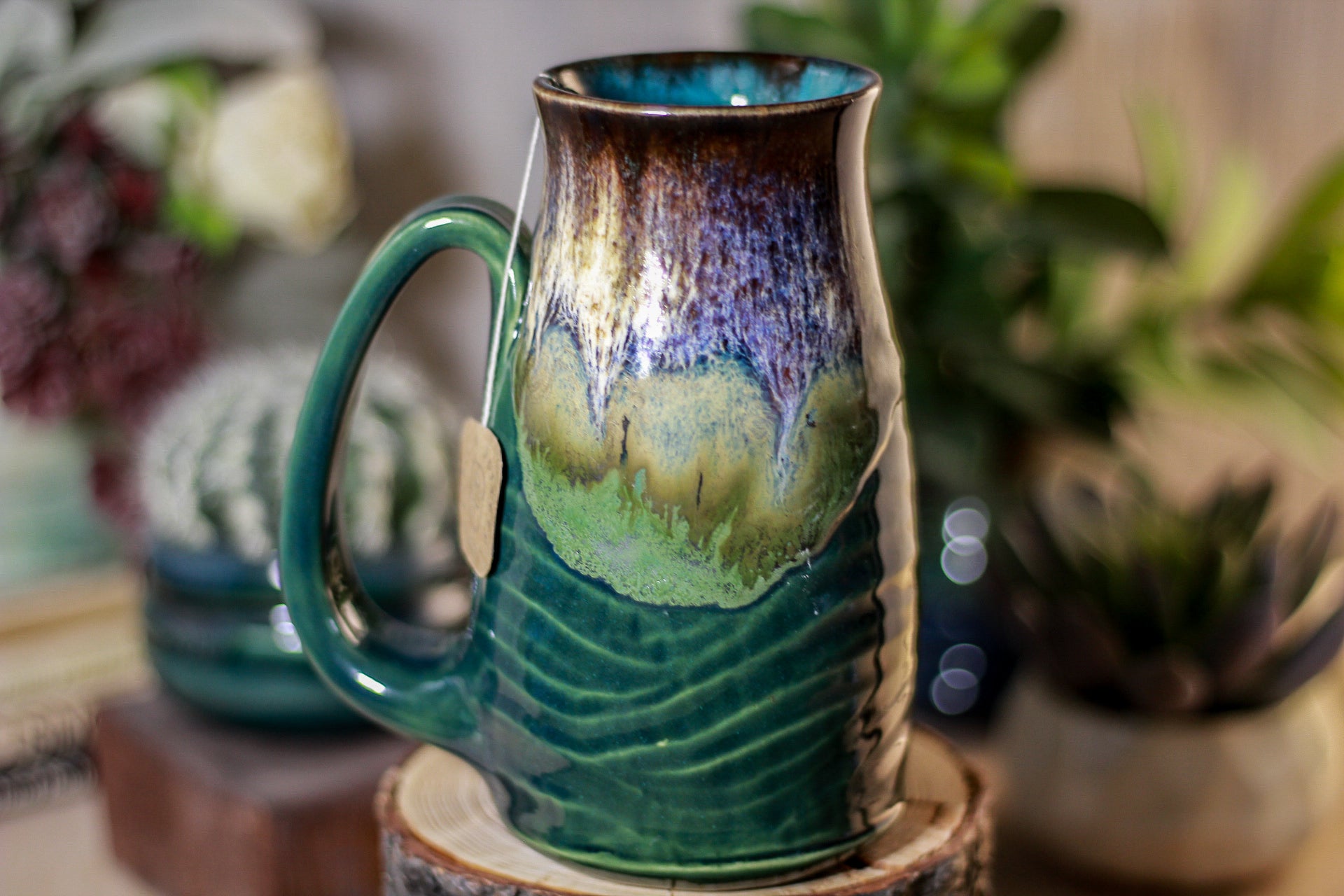 02-C Electric Falls Barely Flared Notched Stein Mug, 16 oz.