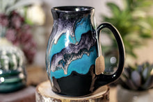 Load image into Gallery viewer, 47-E Teal Grotto Barely Flared Notched Mug, 15 oz