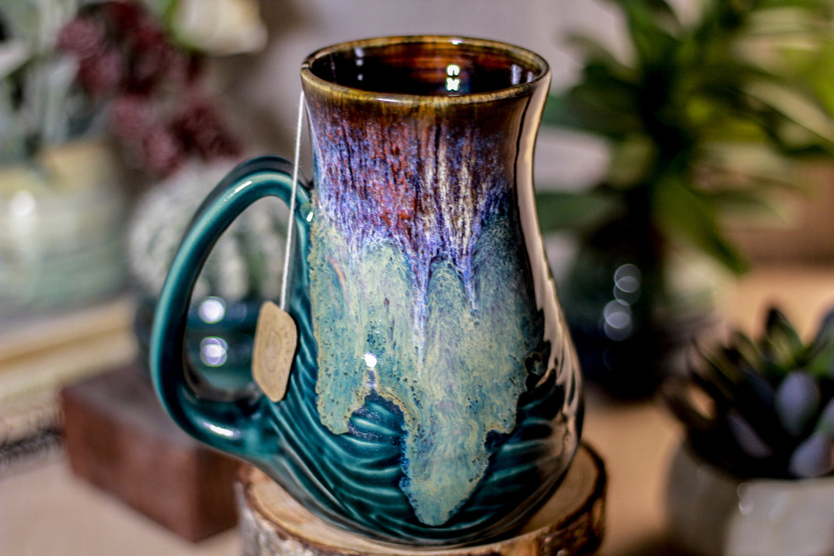 03-D Electric Wave Barely Flared Notched Textured Mug- TOP SHELF, 20 oz