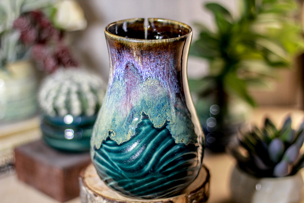 03-D Electric Wave Barely Flared Notched Textured Mug- TOP SHELF, 20 oz