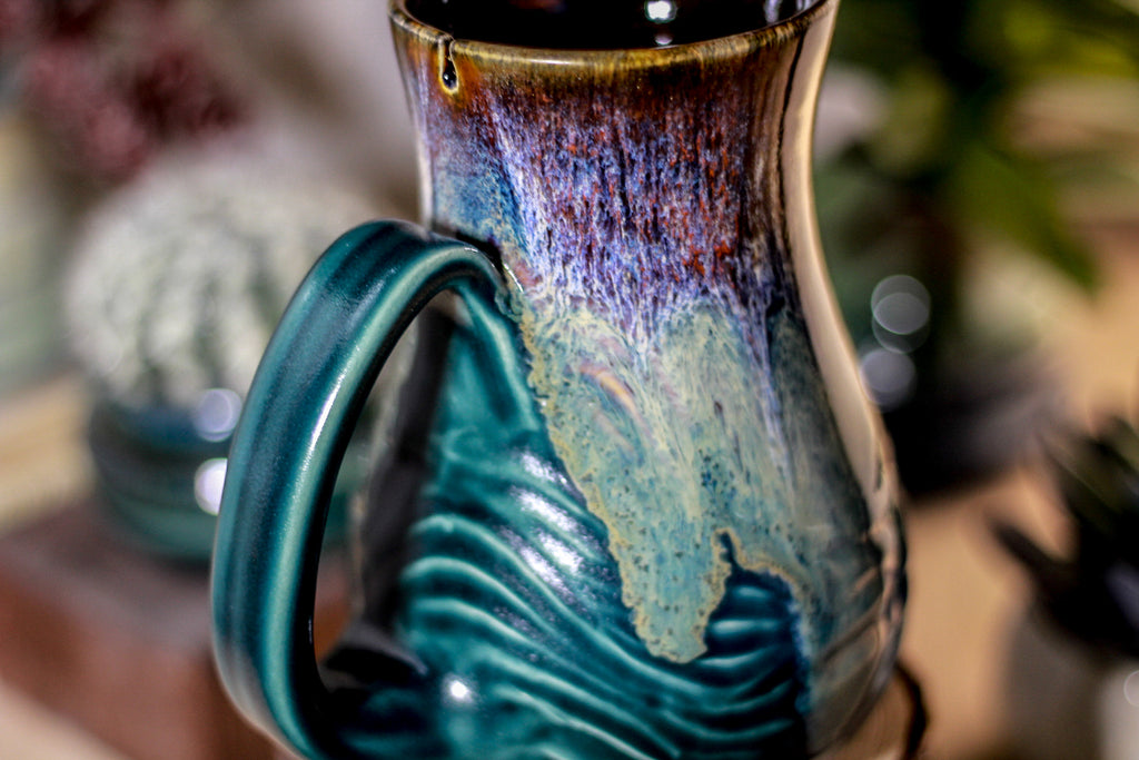 03-D Electric Wave Barely Flared Notched Textured Mug- TOP SHELF, 20 oz