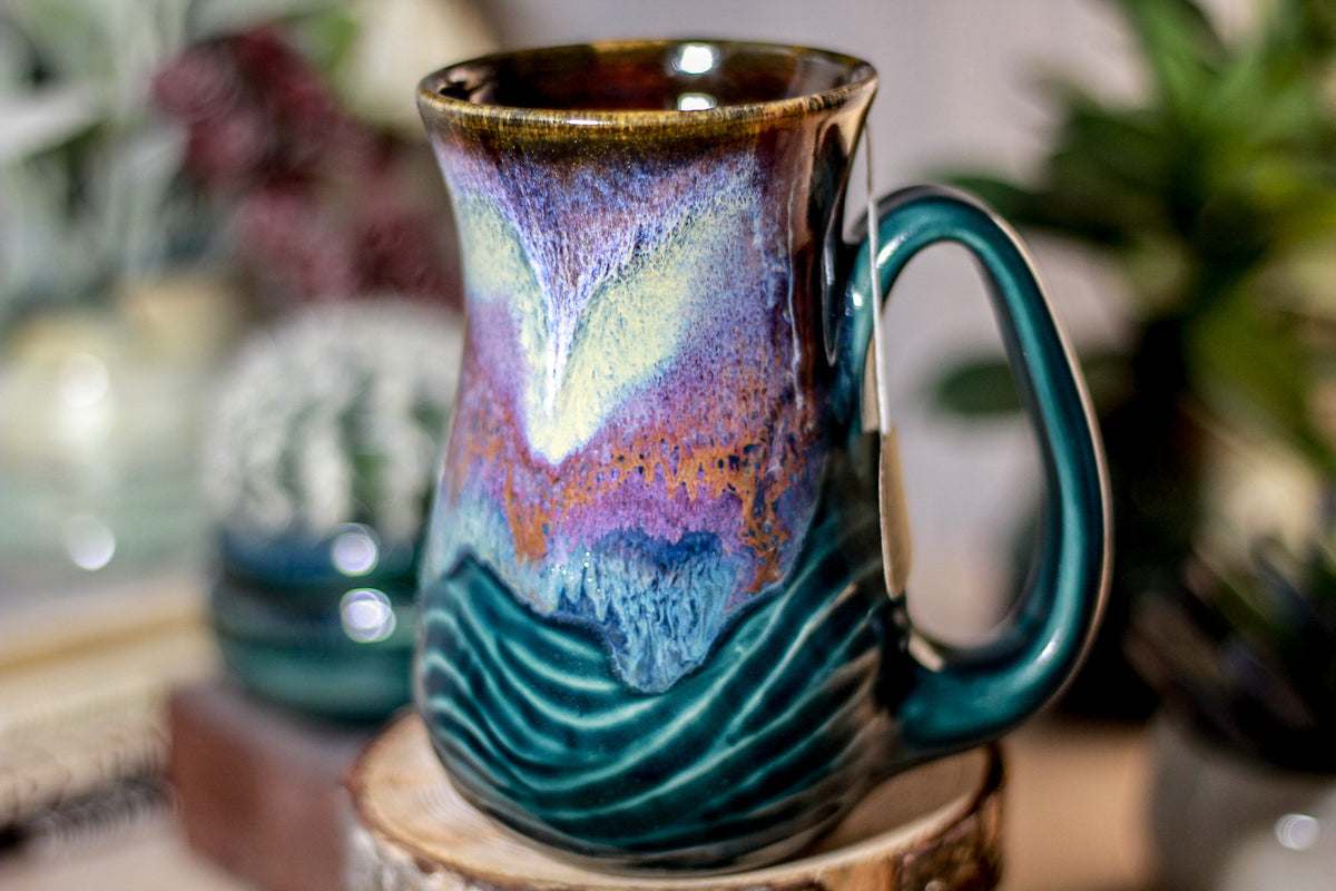 05-B Electric Haze Barely Flared Notched Textured Mug, 14 oz.