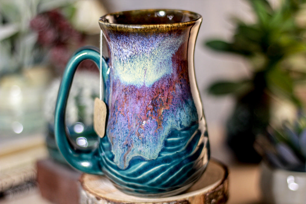 05-B Electric Haze Barely Flared Notched Textured Mug, 14 oz.