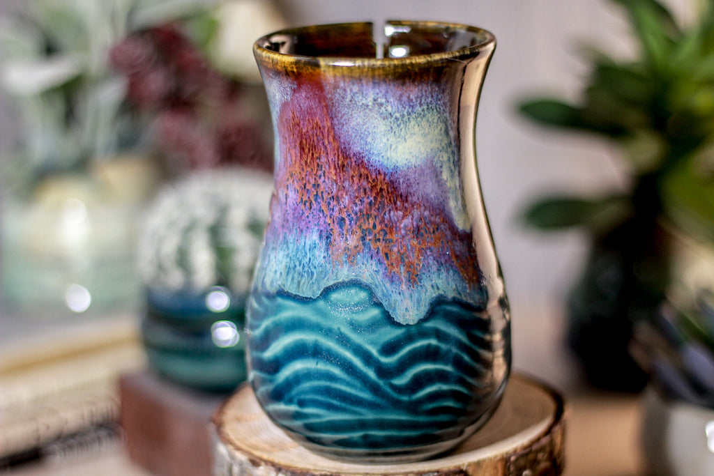 05-B Electric Haze Barely Flared Notched Textured Mug, 14 oz.