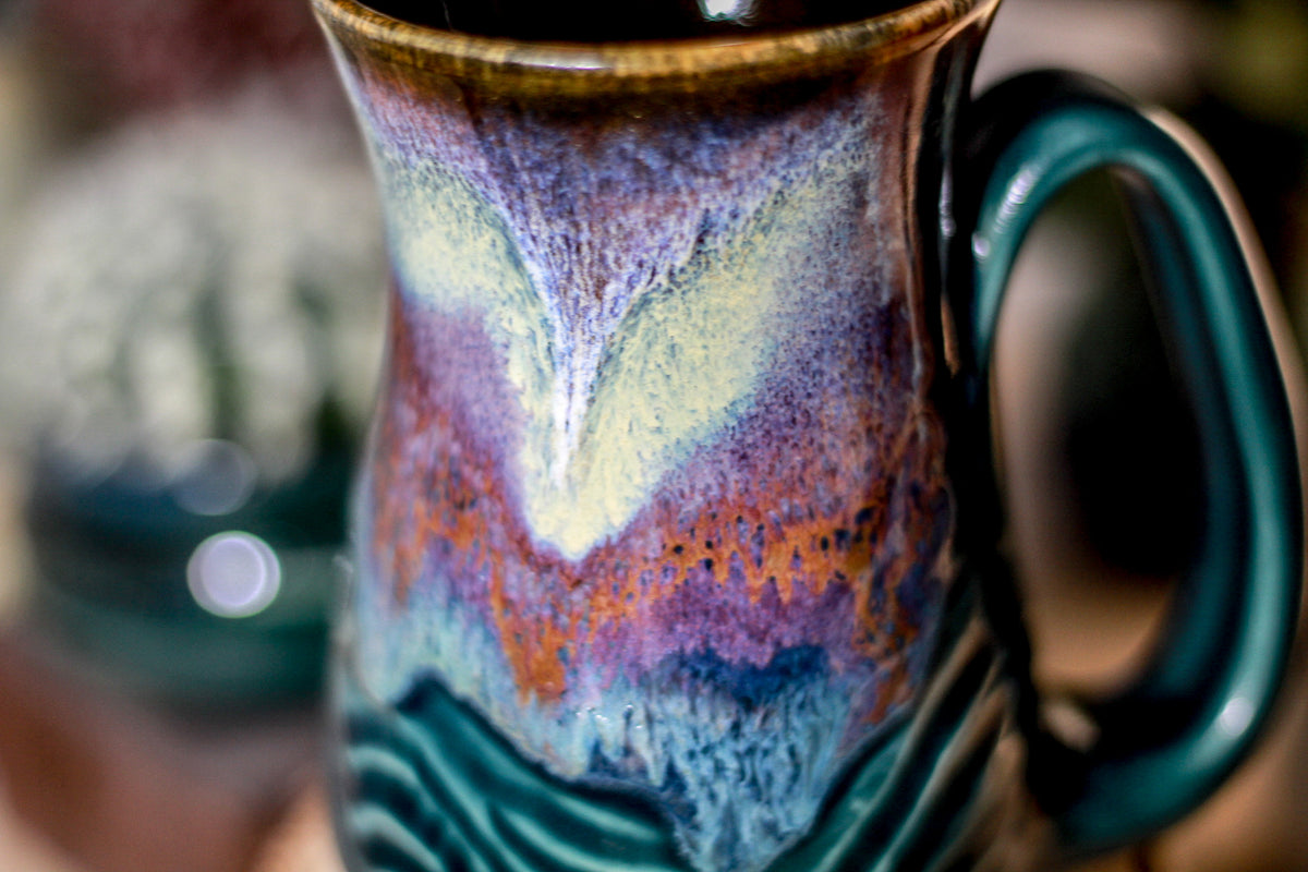 05-B Electric Haze Barely Flared Notched Textured Mug, 14 oz.