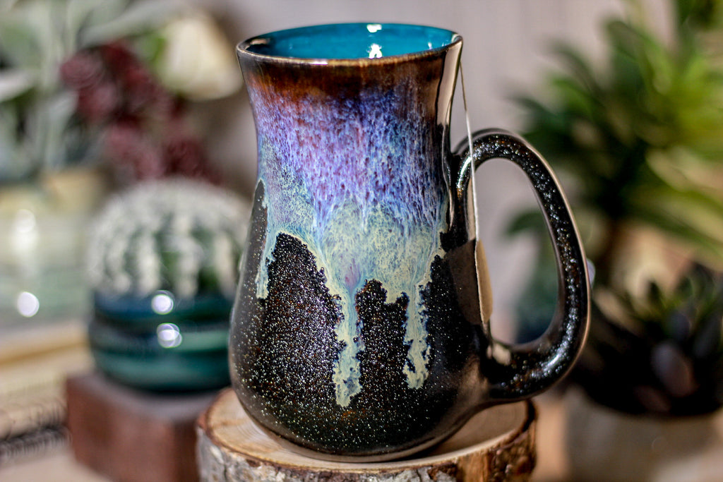 08-D Electric Wave Barely Flared Notched Mug, 16 oz