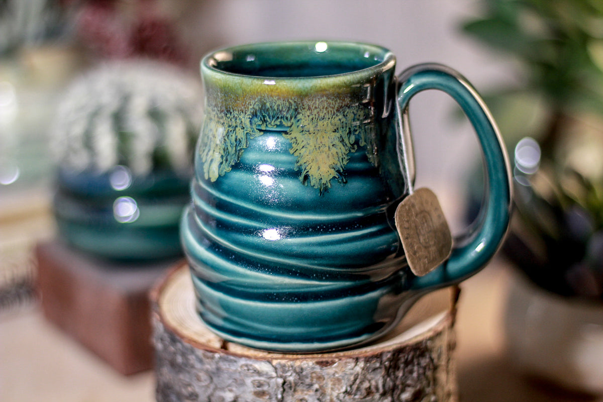 29-F Spanish Moss Notched Textured Stein Mug, 10 oz