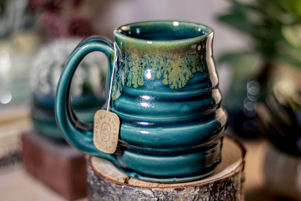 29-F Spanish Moss Notched Textured Stein Mug, 10 oz