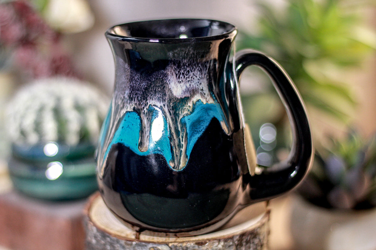 46-F Teal Cavern Barely Flared Notched Mug, 14 oz