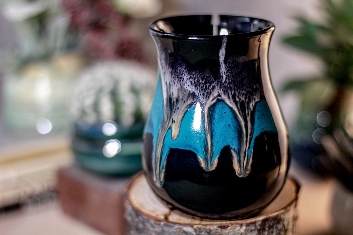 46-F Teal Cavern Barely Flared Notched Mug, 14 oz