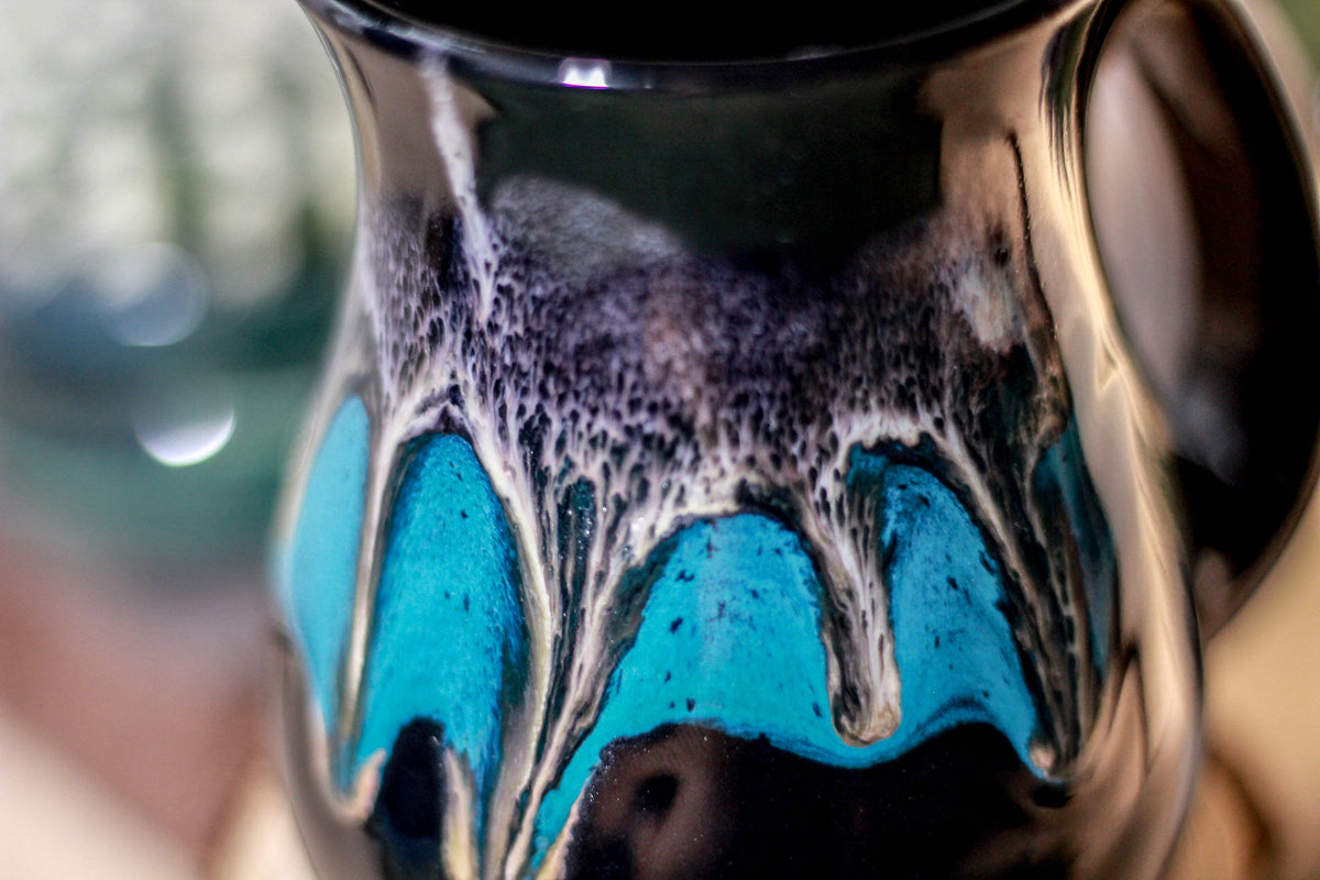 46-F Teal Cavern Barely Flared Notched Mug, 14 oz