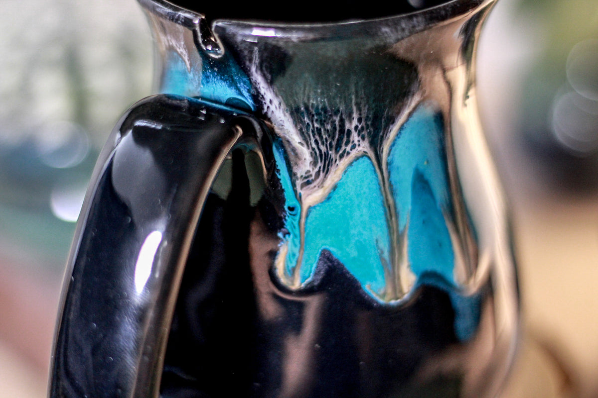 46-F Teal Cavern Barely Flared Notched Mug, 14 oz