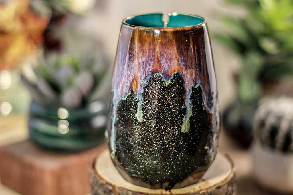 02-D Electric Wave Notched Crystal Mug, 14 oz