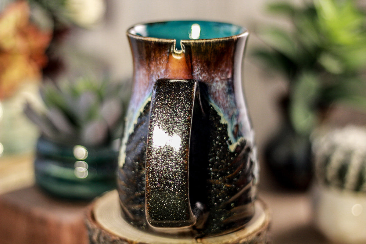 06-D Electric Wave Barely Flared Notched Textured Mug, 14 oz
