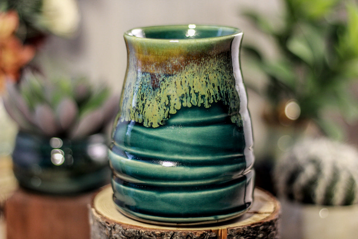 38-F Spanish Moss Barely Flared Textured Mug, 13 oz