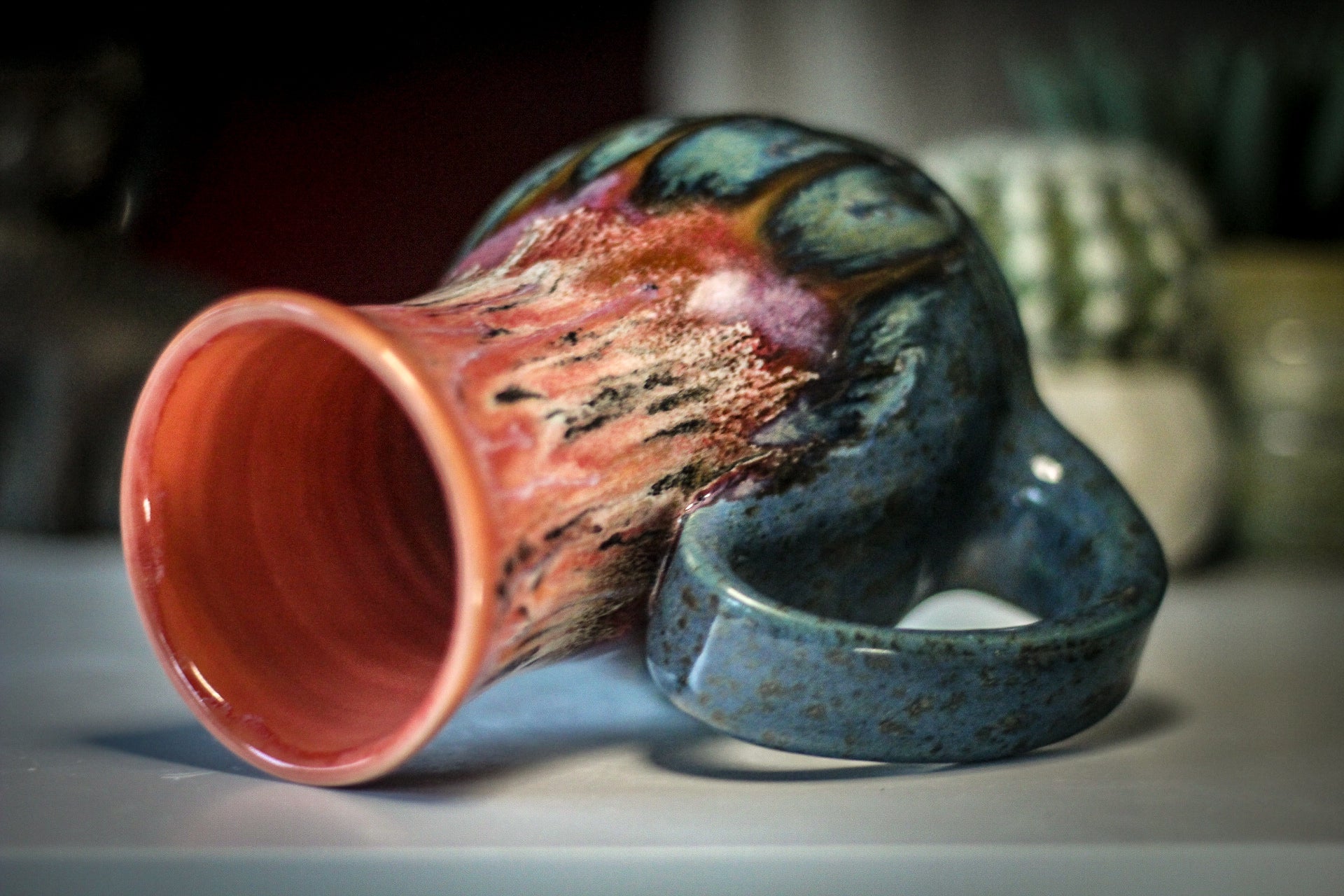 02-A Coral Mountain Meadow Barely Flared Acorn Mug - TOP SHELF, 21 oz.