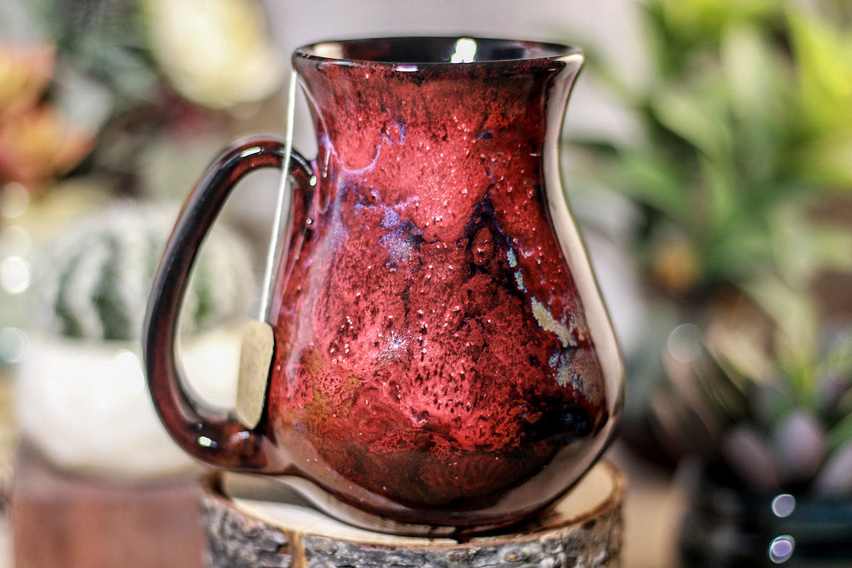 44-B Dragon's Blood Agate Barely Flared Notched  Mug, 16 oz.