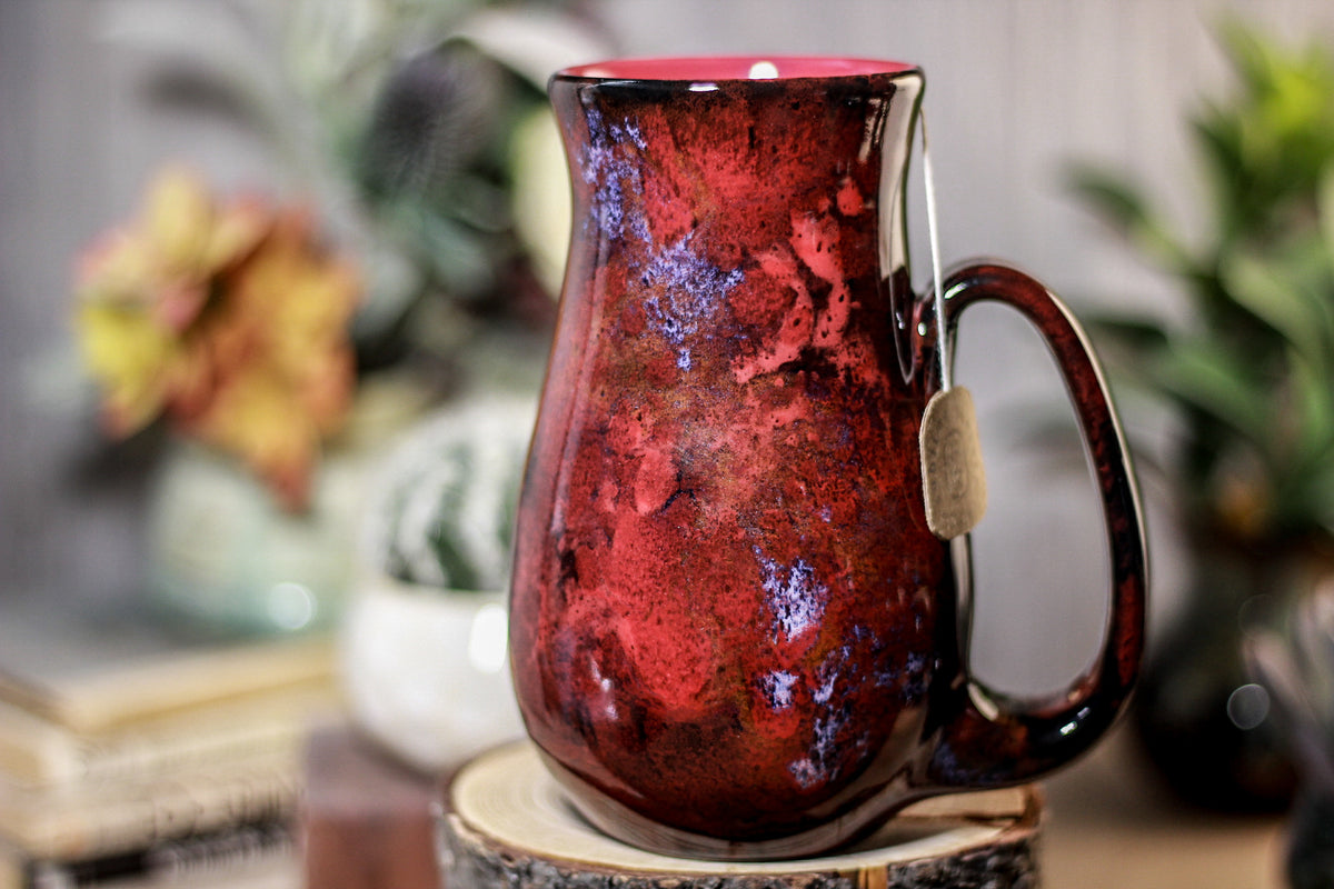 35-B Dragon's Blood Agate Barely Flared Notched  Mug, 18 oz.